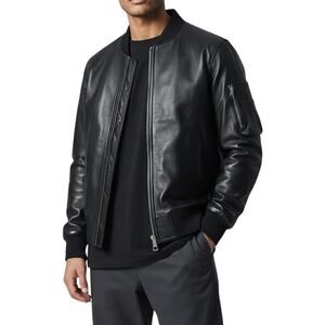 Neil Barrett Italian Leather Bomber Jacket Black Men’s L Skinny Fit NWT Designer